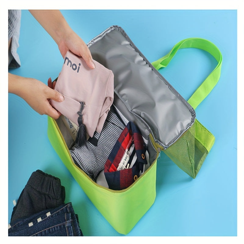 Large Capacity Zipper Shoulder Bag Transparent Top Handle Mesh Handbag