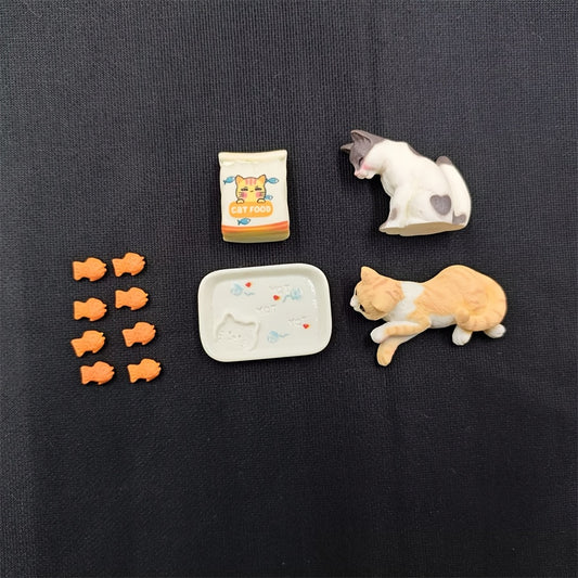 Resin Cow and Orange Cat Ornaments for DIY Home Scene