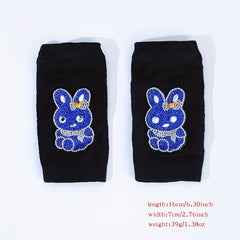 Rhinestone Rabbit Decor Y2K Fingerless Gloves