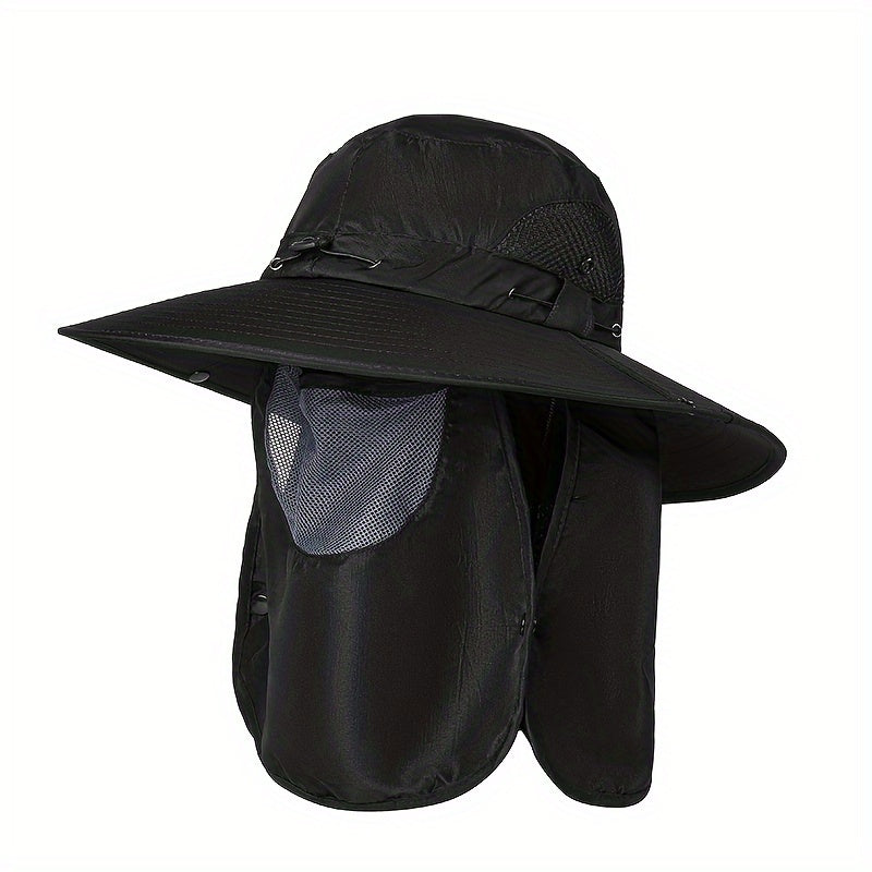 Breathable Bucket Hat with Face Cover for Sun Protection