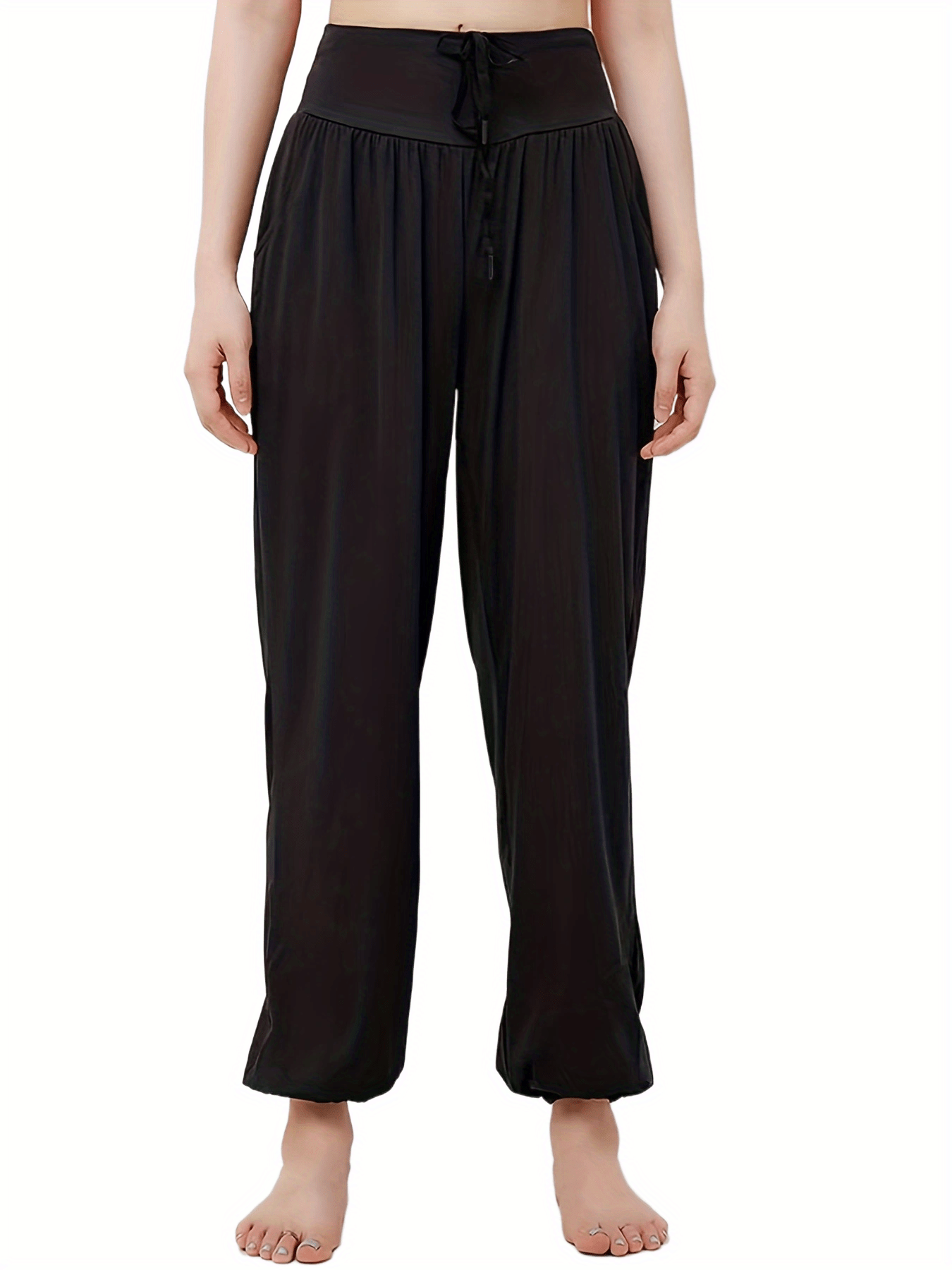  Sports Pants Women's Plus Solid Yoga Pants With Pockets