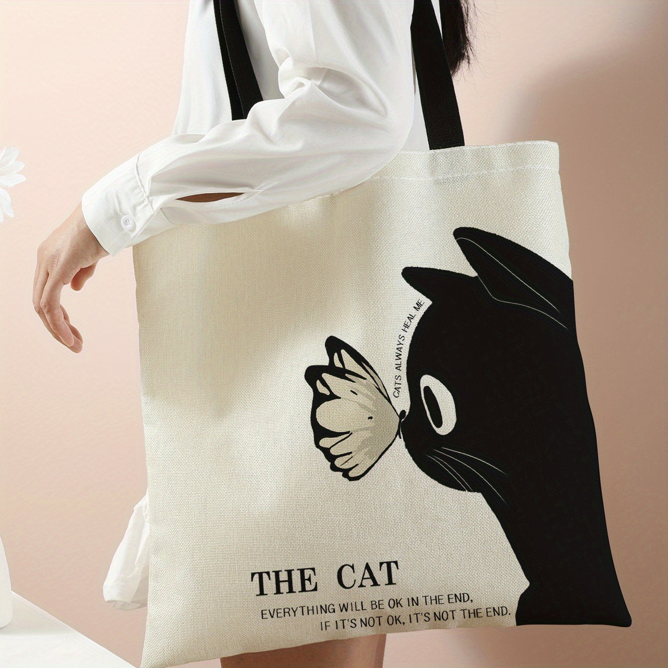 Cartoon Print Tote Bag Canvas Shoulder Handbag