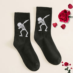 Skull Pattern Crew Socks Women's Stockings