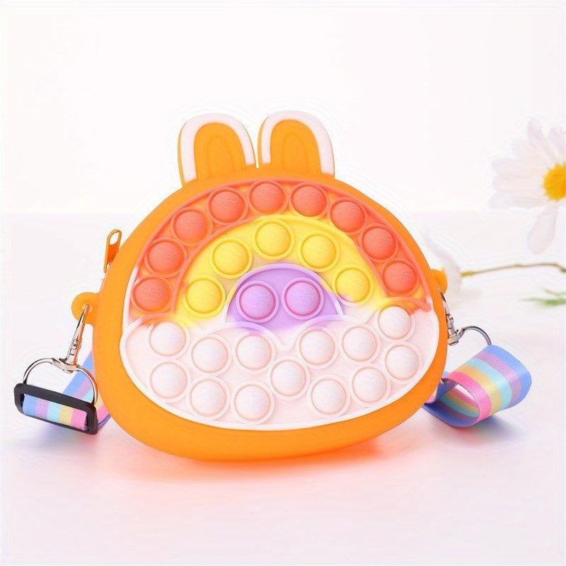Colorful Rainbow Lucky Rabbit Ears Silicone Shoulder Bag For Girls