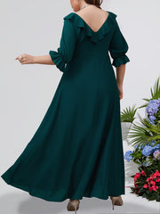  Ruffle Trim Maxi Bridesmaid Dress