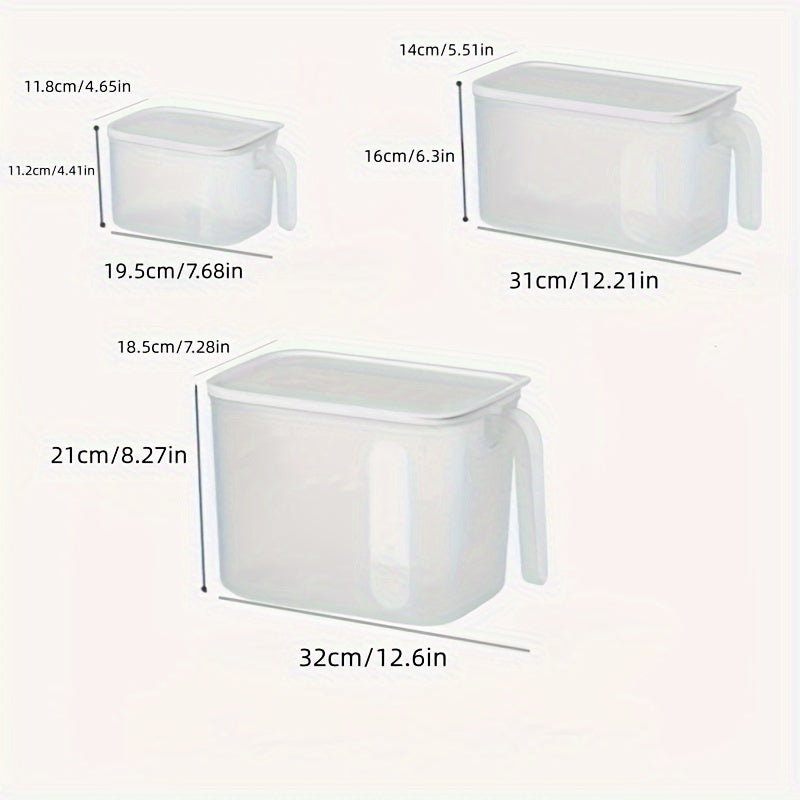 2pcs Refrigerator Storage Box Transparent Handle With Cover