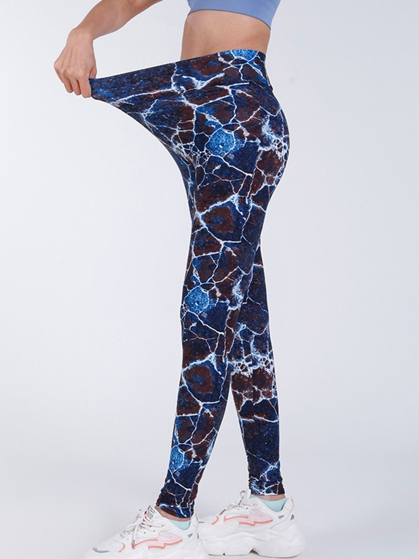 Stone Print High Waist Cropped Pants