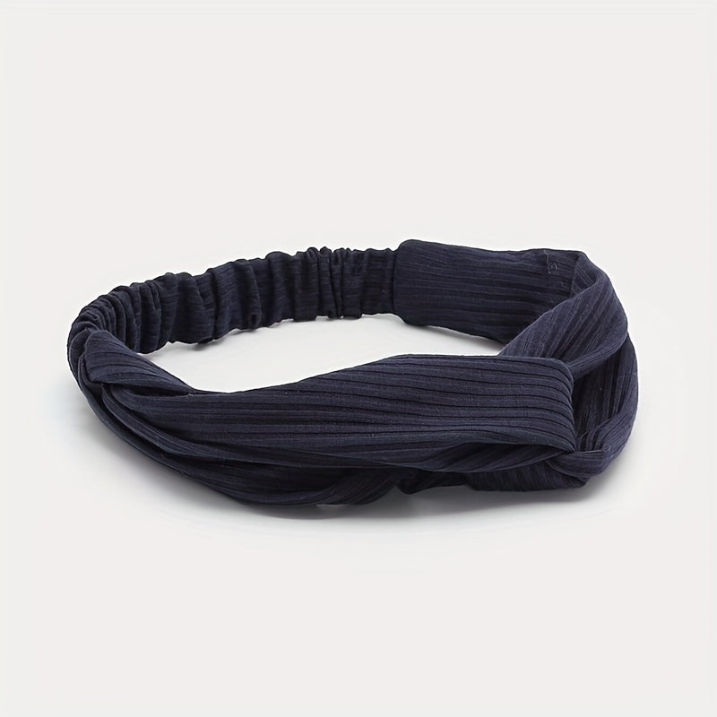 Solid Twist Knotted Boho Headband Stretchy Hair Bands For Girls Women