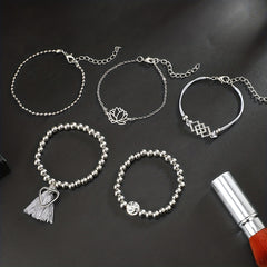 Vintage Style Love Tassel Bracelet Set, Stackable Hand Jewelry