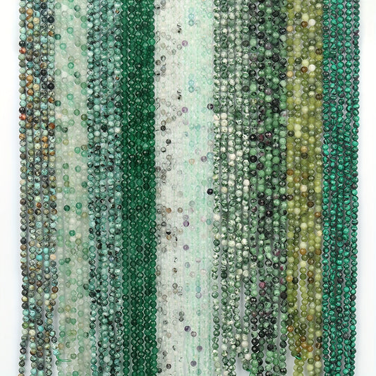 Faceted Stone Beads 2-4mm Malachite Turquoise Jade Agate Lapis Spacer