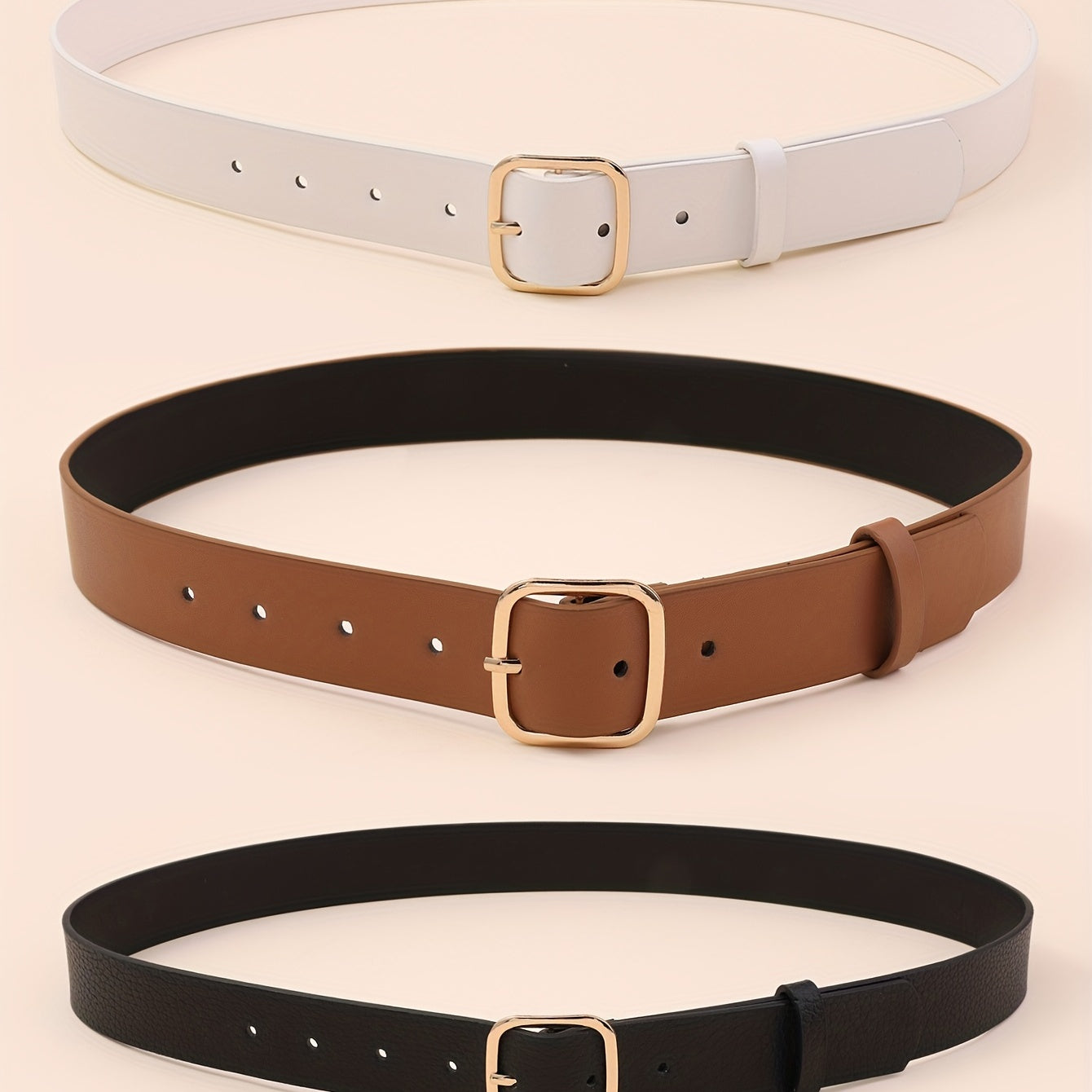 3pcs Square Pin Buckle Belt for Women