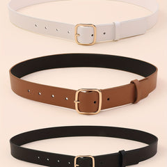 3pcs Square Pin Buckle Belt for Women