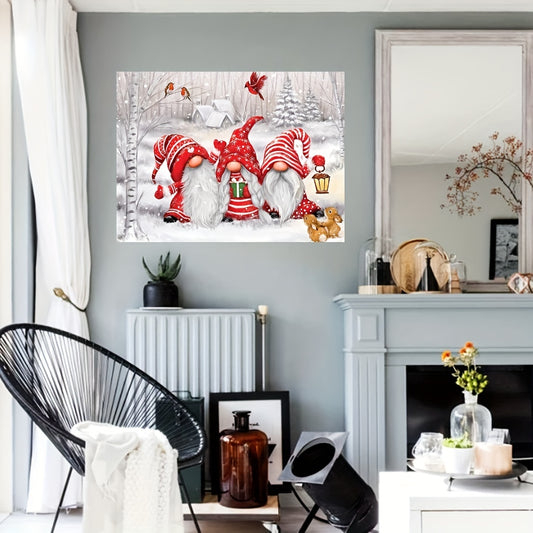 Christmas Red Gnome Canvas Painting Wall Art 30X40cm