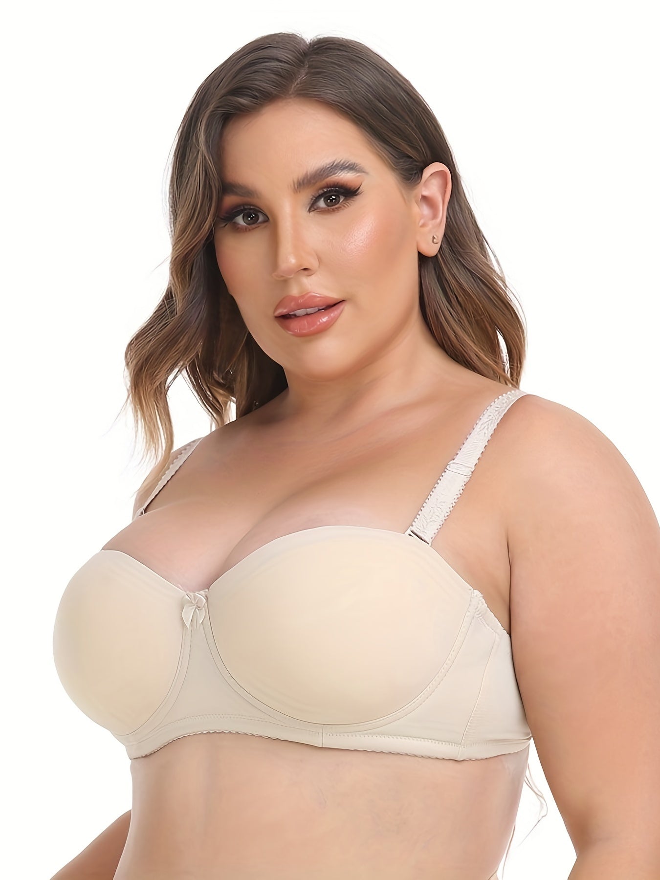  Sexy Bra Women's Plus Smoothing Push Up Anti slip Convertible Bow Bra
