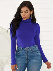 Mock Turtleneck Long Sleeve Bodysuit Women Sexy Lingerie Leotard