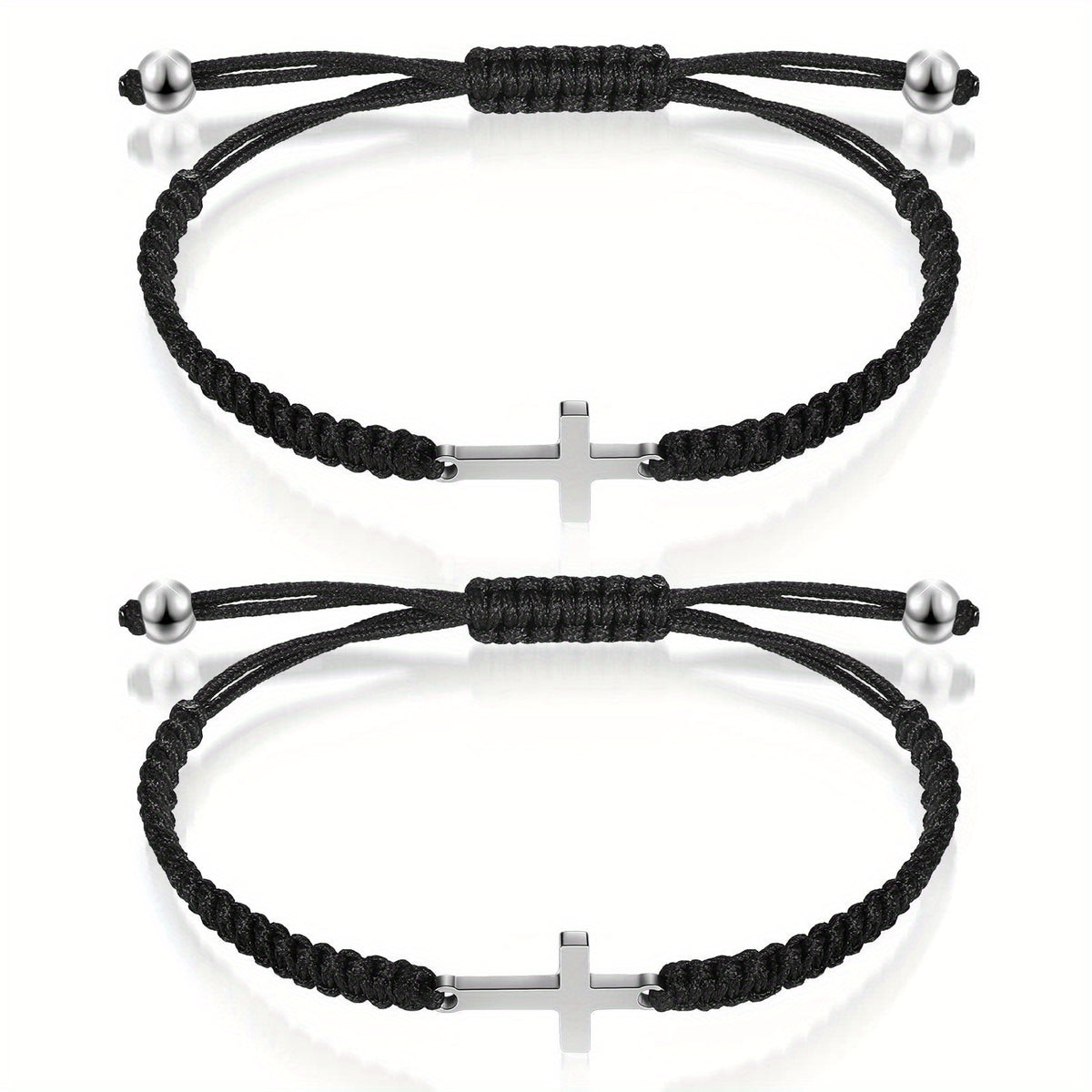 Stainless Steel Cross Bracelet And Woven Rope Couple Bracelets