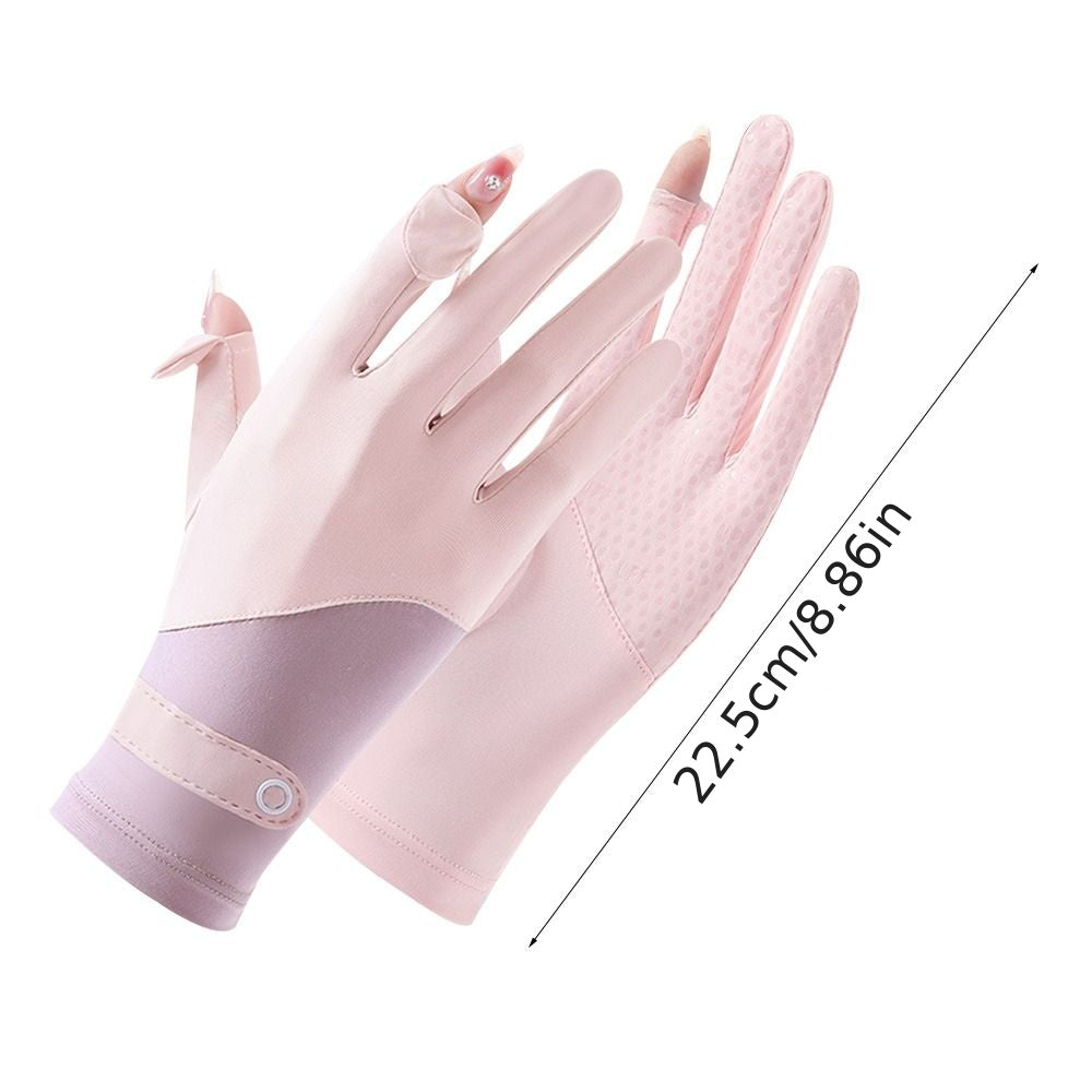 Ice Silk Sunscreen Gloves Touch Screen Non Slip Short Gloves