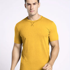Men's Solid Knit T-shirt Soft Mid Stretch Crew Neck Tee Top