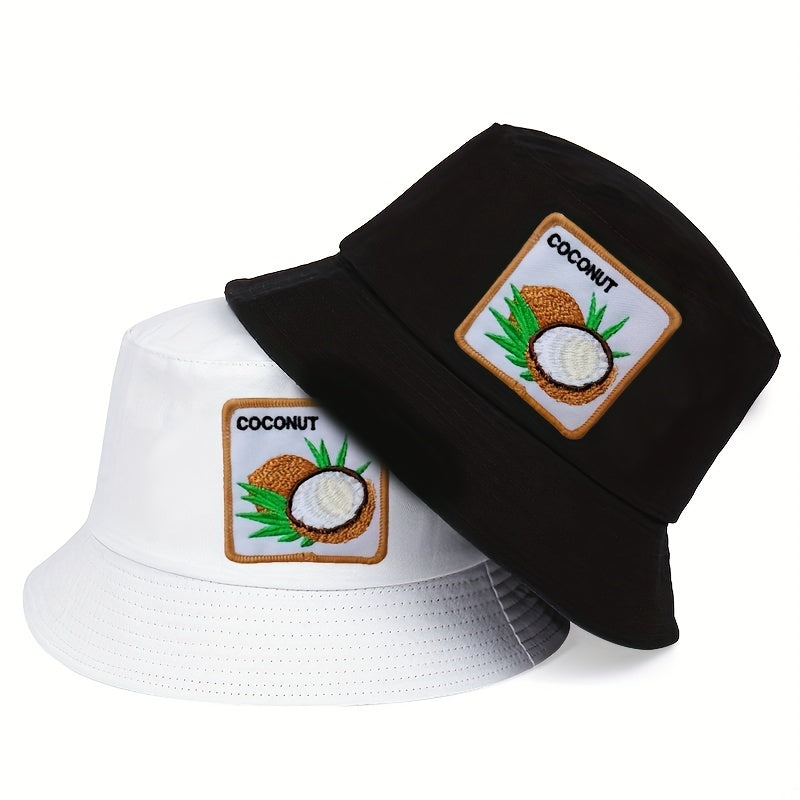Coconut Embroidered Bucket Hat Unisex Sunshade Reversible Cap