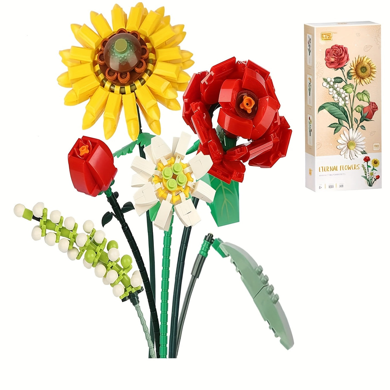 DIY Mini Flower Bouquet Building Blocks Set - Sunflower Rose Lily Fox