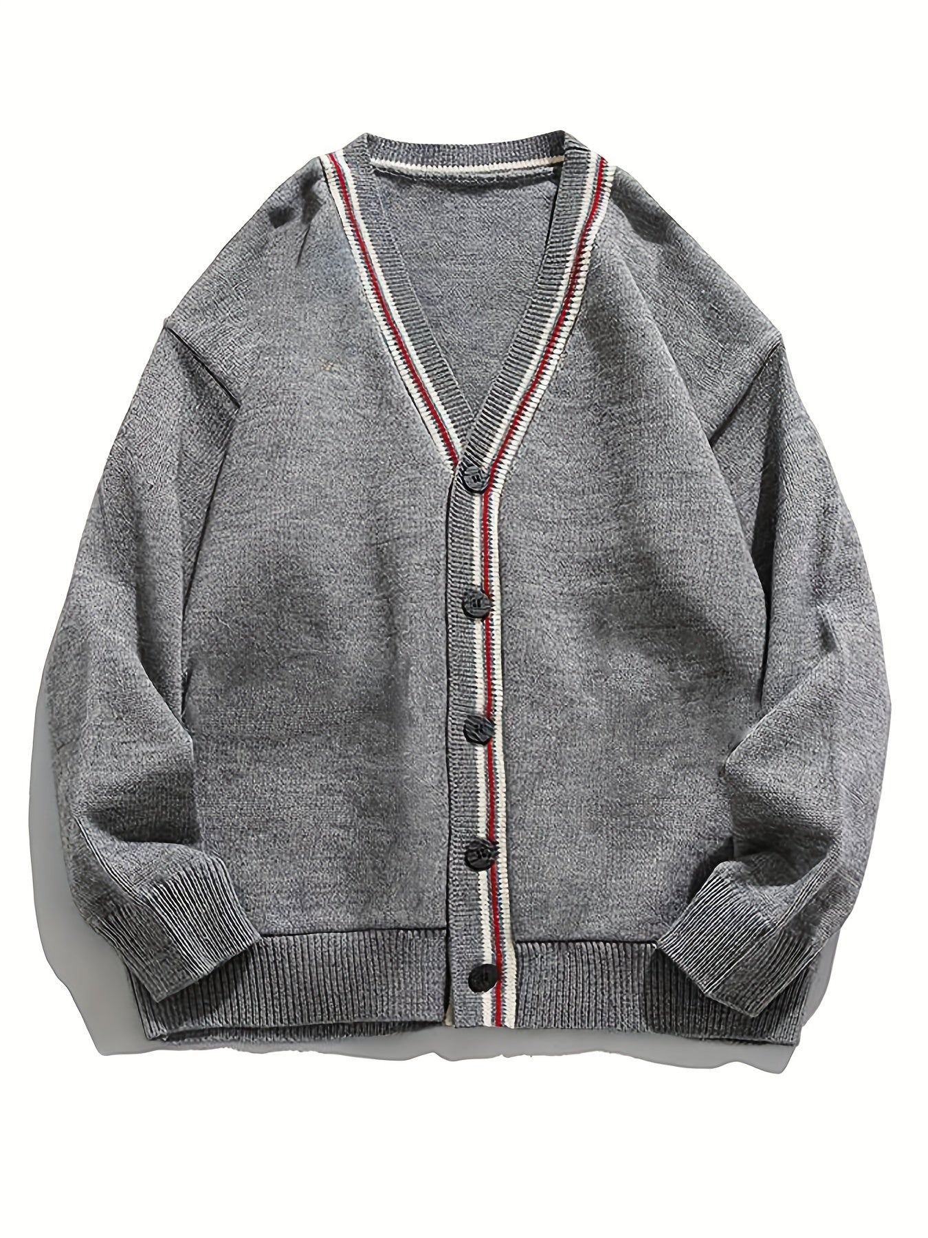 Men's Casual Stripe V-Neck Button-Up Cardigan