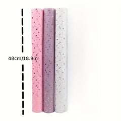 48cm Star Moon Gauze Flower Wrapping Paper, 4.57m Semi-Transparent Yarn Dot Bouq