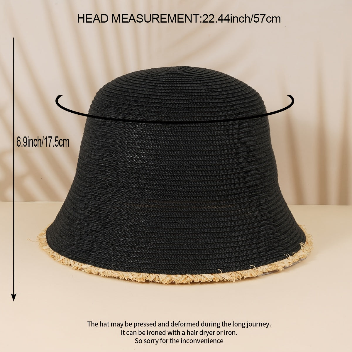 Vintage Straw Bucket Hat Sun Visor for Women