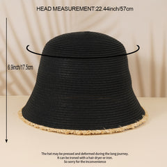 Vintage Straw Bucket Hat Sun Visor for Women