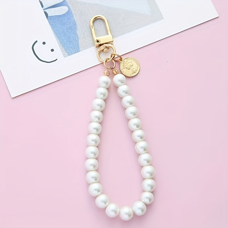 Retro Pearl Key Chain Small Pendant Alloy Key Chain Mobile Phone Chain