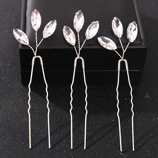 3pcs Silver Rhinestone Hair Pins Wedding Bridal Headpiece Hair Jewelry