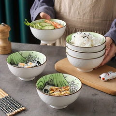 Panda Bowl & Chopstick Set, Ceramic Tableware, 2 Bowls & 2 Chopsticks