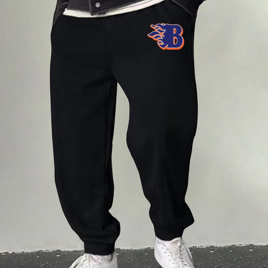 Men's B Graphic Sweatpants Casual Drawstring Joggers Outdoor