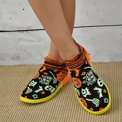 Women's Pumpkin Ghost Pattern Mesh Sneakers Sporty Running Shoes For Halloween
