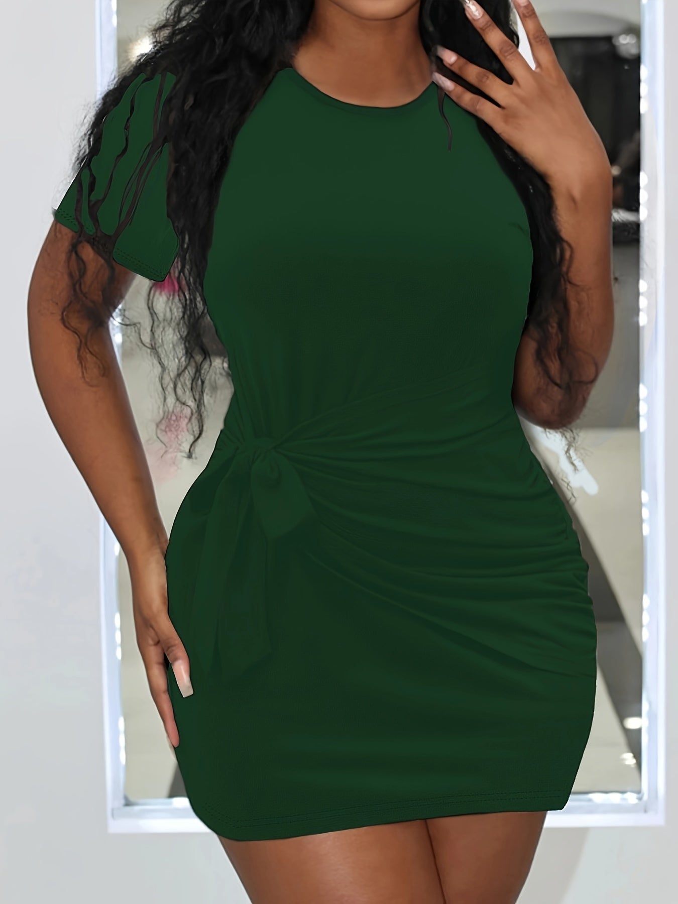  Tie Front Short Sleeve Summer Dress
