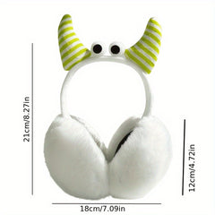Cute Plush Earmuffs for Winter Cycling, Windproof and Warm