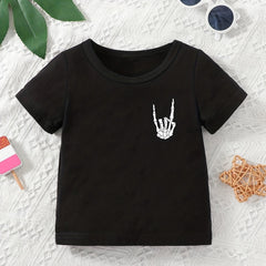 Skull Hand Halloween Tee Baby Short Sleeve Casual Sports Top Kids Summer T Shirt
