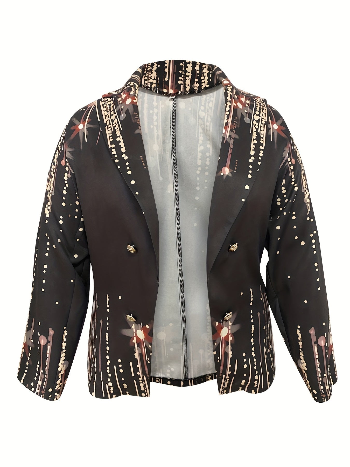 Plus Size Dot Print Long Sleeve Stretch Blazer