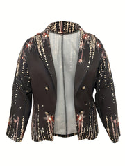 Plus Size Dot Print Long Sleeve Stretch Blazer