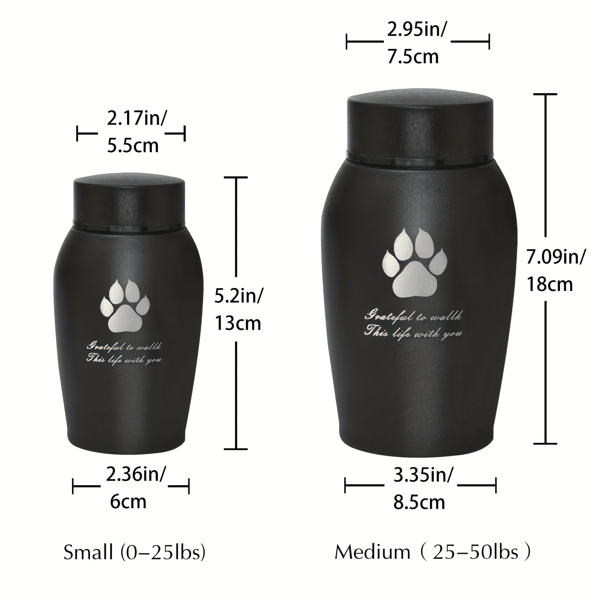 Memorials Stainless Steel Pet Urns - Suitable Size Urns For Pet Ashes