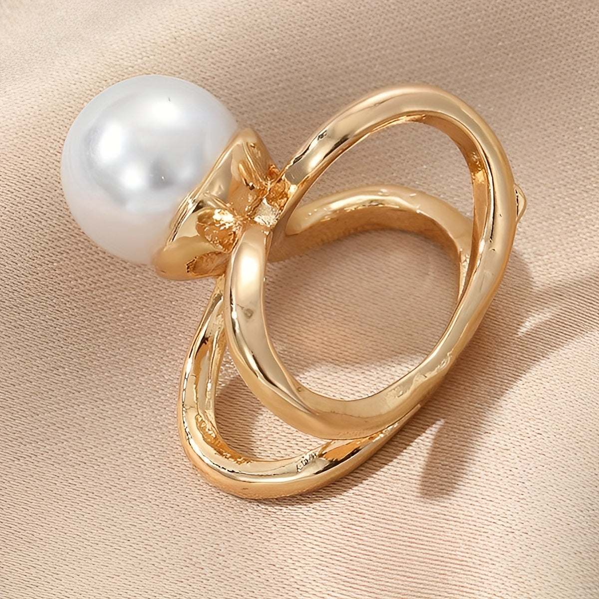 Faux Pearl Scarf Ring Golden Hollow Out Scarf Clip Shawl Pin Decorative Brooch