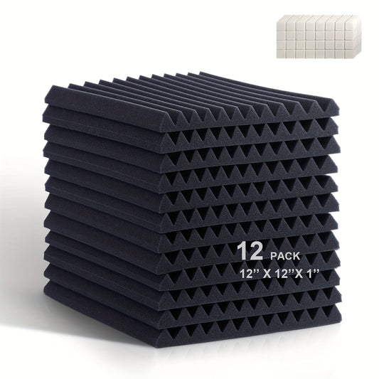 12pcs Wedge Acoustic Panels 12 12 1 Inch High Density Soundproofing Foam Panels