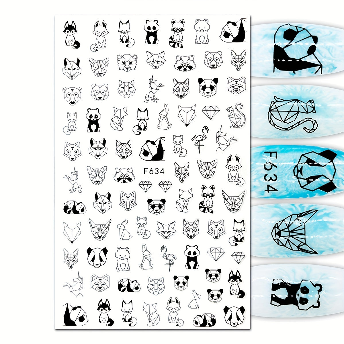 6 Sheets Heart Nail Art Stickers Self Adhesive Cartoon Decals
