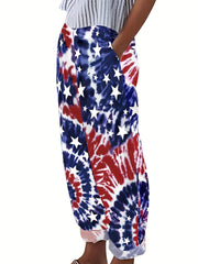  Independence Casual Pants Women's Plus Flag Print Pants