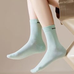 Letter Print Socks Comfy & Breathable Mid Tube Socks