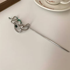 Gothic Snake Shape Hairpin Silvery Metal Hair Stick Dark Style Hair Accessories