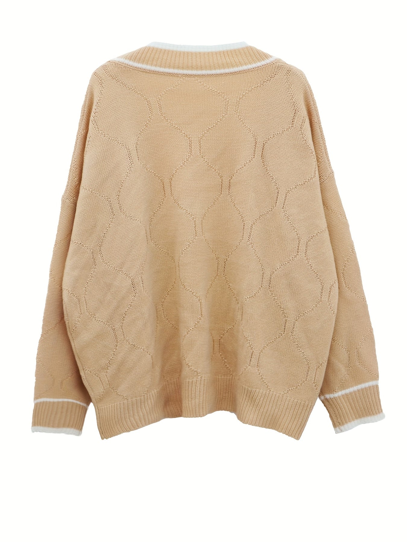 Women's Plus Knitted Button Up Long Sleeve Cardigan