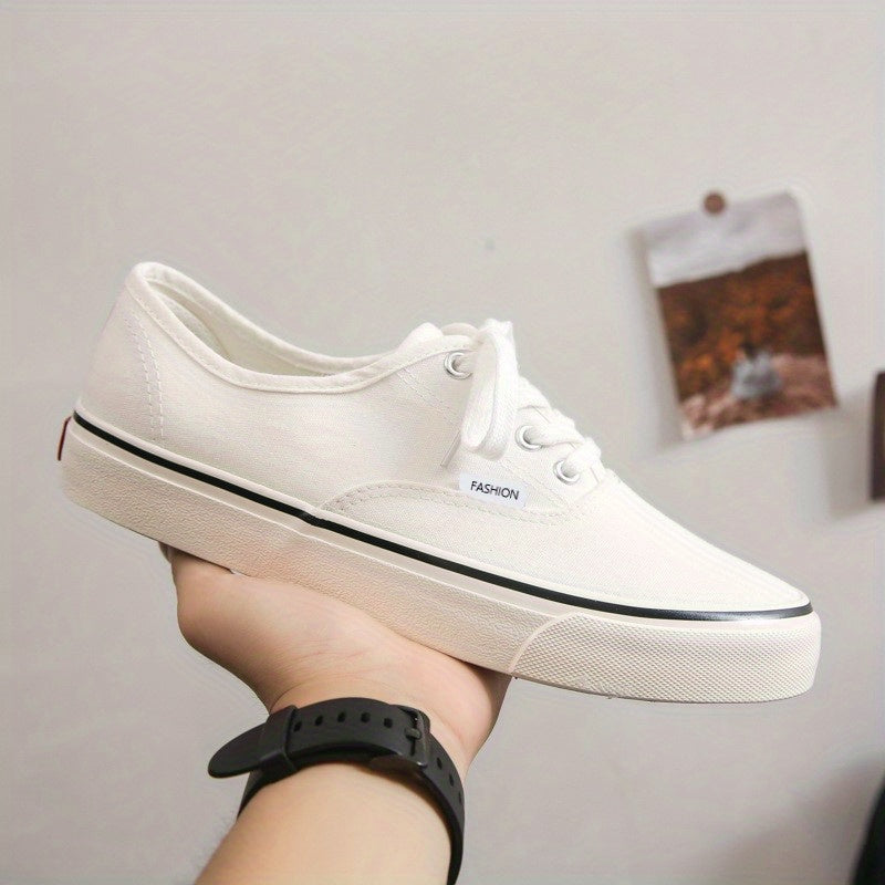 Men's Canvas Low Top Lace up Flat Sneakers Casual Outdoor Walking Shoes