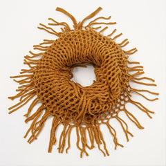 Thickened Scarf Warm Mens Wool Hollow Tassel Circle Scarf Snow Weather
