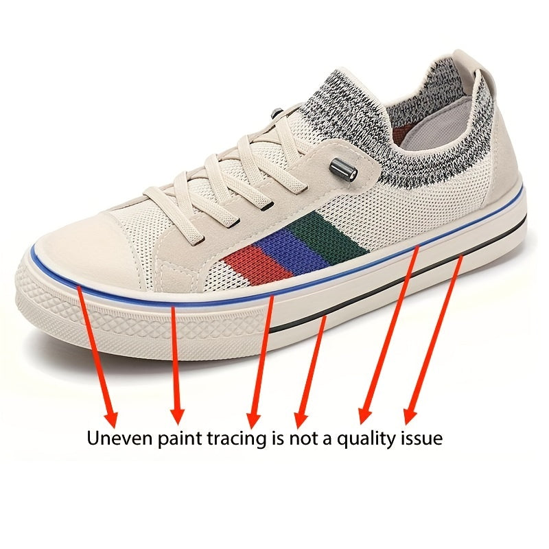Men's Striped Knitted Breathable Skate Shoes Non Slip Sneakers