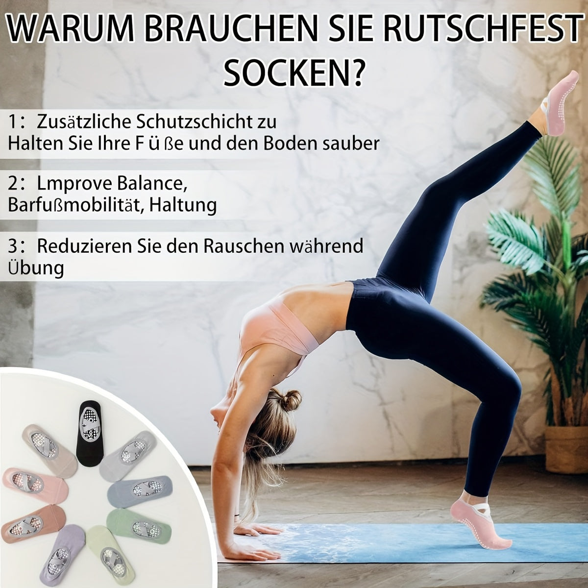 Women's Non Slip Yoga Socks with Cross Strap